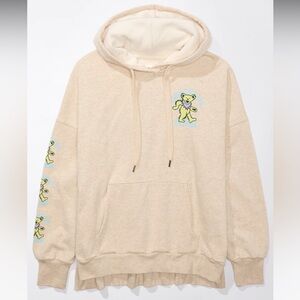 American Eagle Grateful Dead beige oversized big hug hoodie sz lg